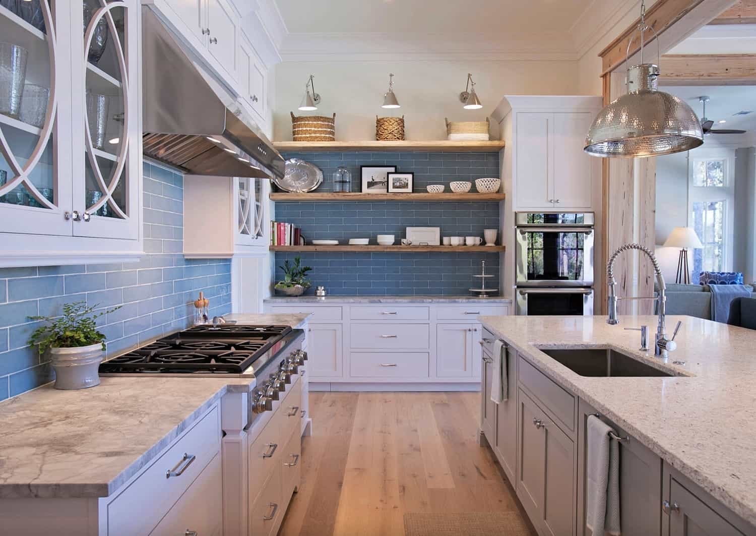 wooden-kitchen-shelves-on-a-tiled-wall